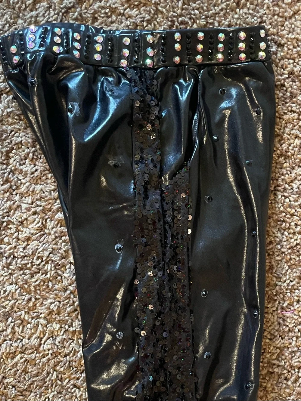 Black Sequin Crop Top and Shiny Jogger Dance Set for Girls